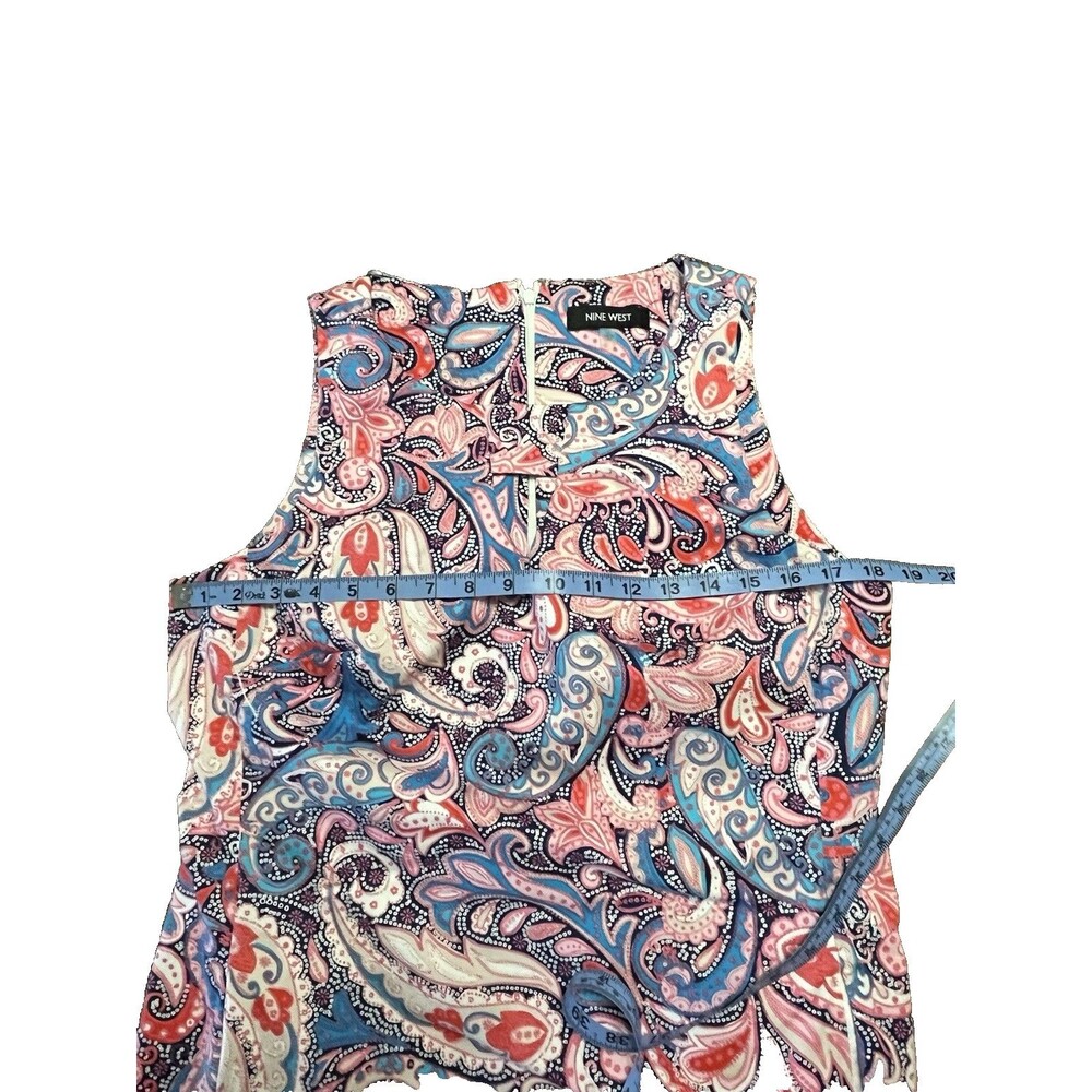 NINE WEST Pink Multicolor Paisley Poplin Keyhole Sheath Dress Size 10 - Picture 5 of 16